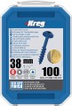 Wkręty Kreg Blue-Kote 38 mm do połączeń w drewnie, przeznaczone do zastosowań wewnętrznych i zewnętrznych